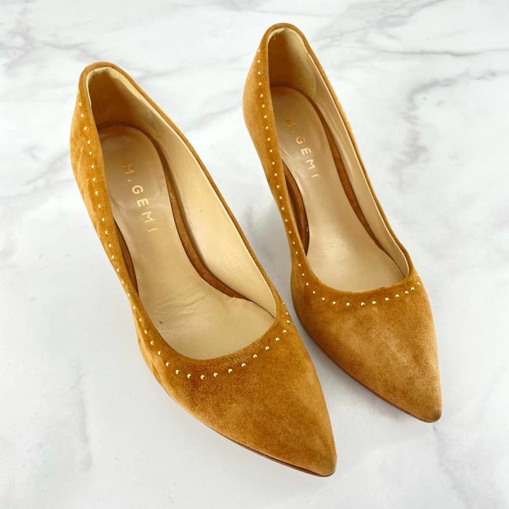 M. GEMI Pump The Murano Wedge Pointed Toe Brown Tan Leather Italian 36.5= 6.5 US_4